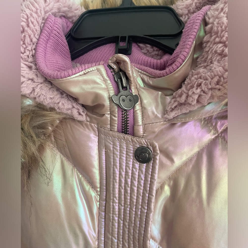 Appaman Kids Iridescent Pink Jacket Faux Fur Hood - Picture 4 of 6